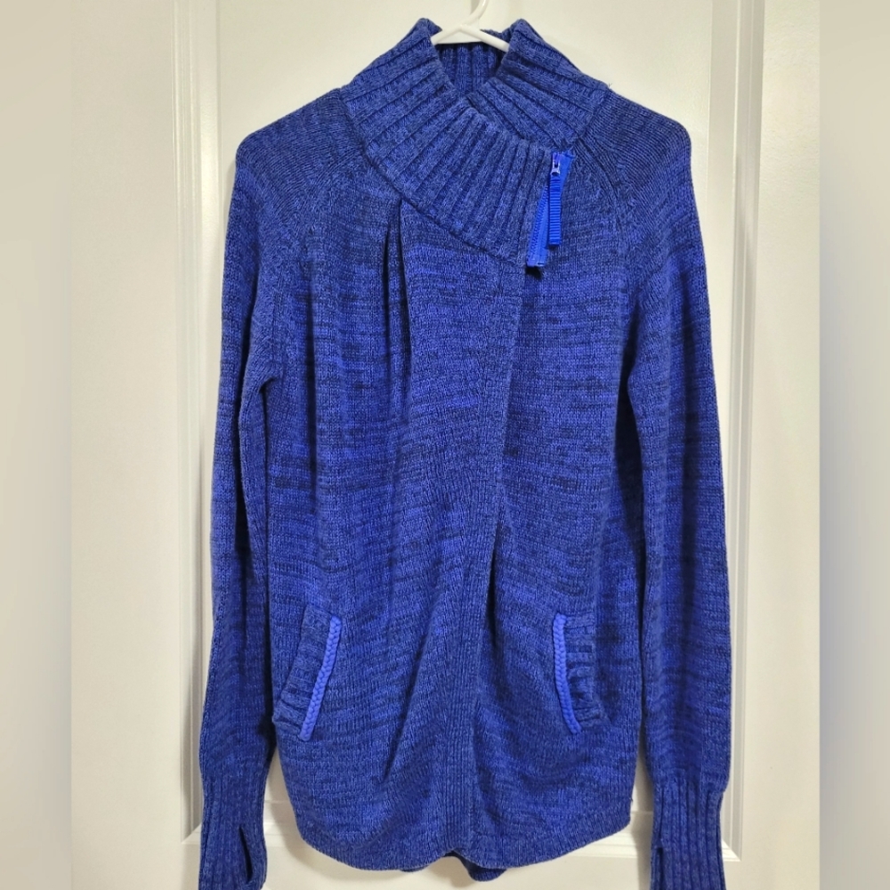 Ivivva Girls Knitted Wrap Sweater in Marbled Blue